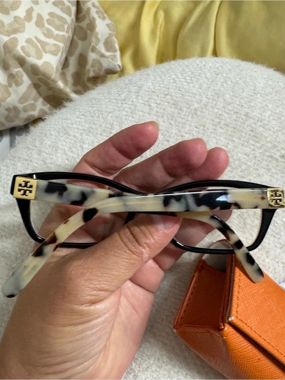 Tory Burch Women's Black Tortoiseshell Reading Glasses with Orange Case
